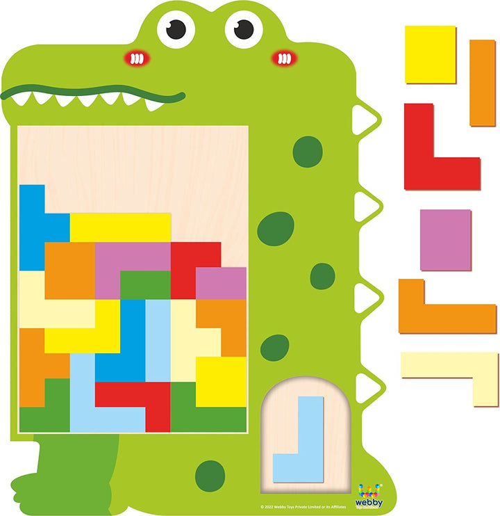 Webby Wooden Alligator Tetris Brain Teaser Puzzle