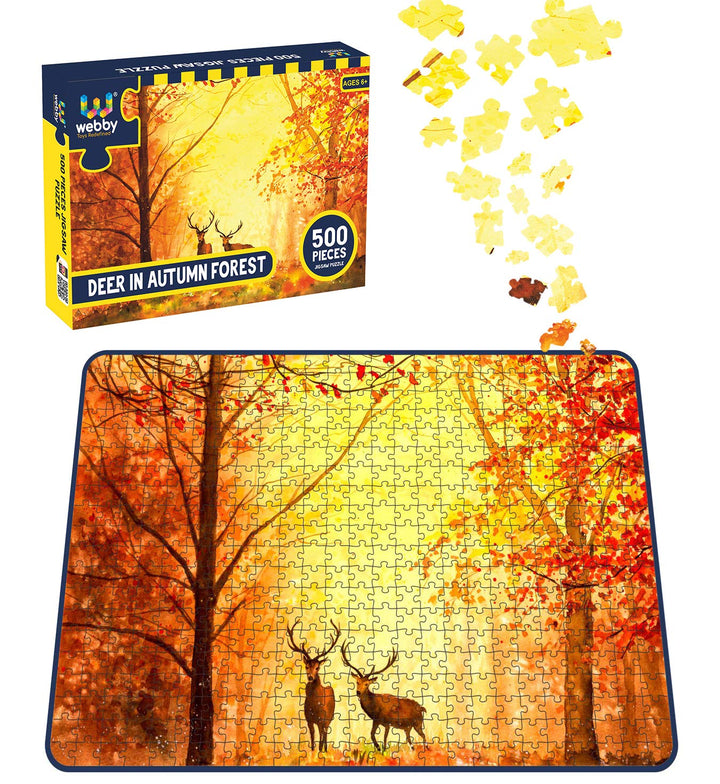 Webby Deer in Autumn Forest Wooden Jigsaw Puzzle, 500 pieces