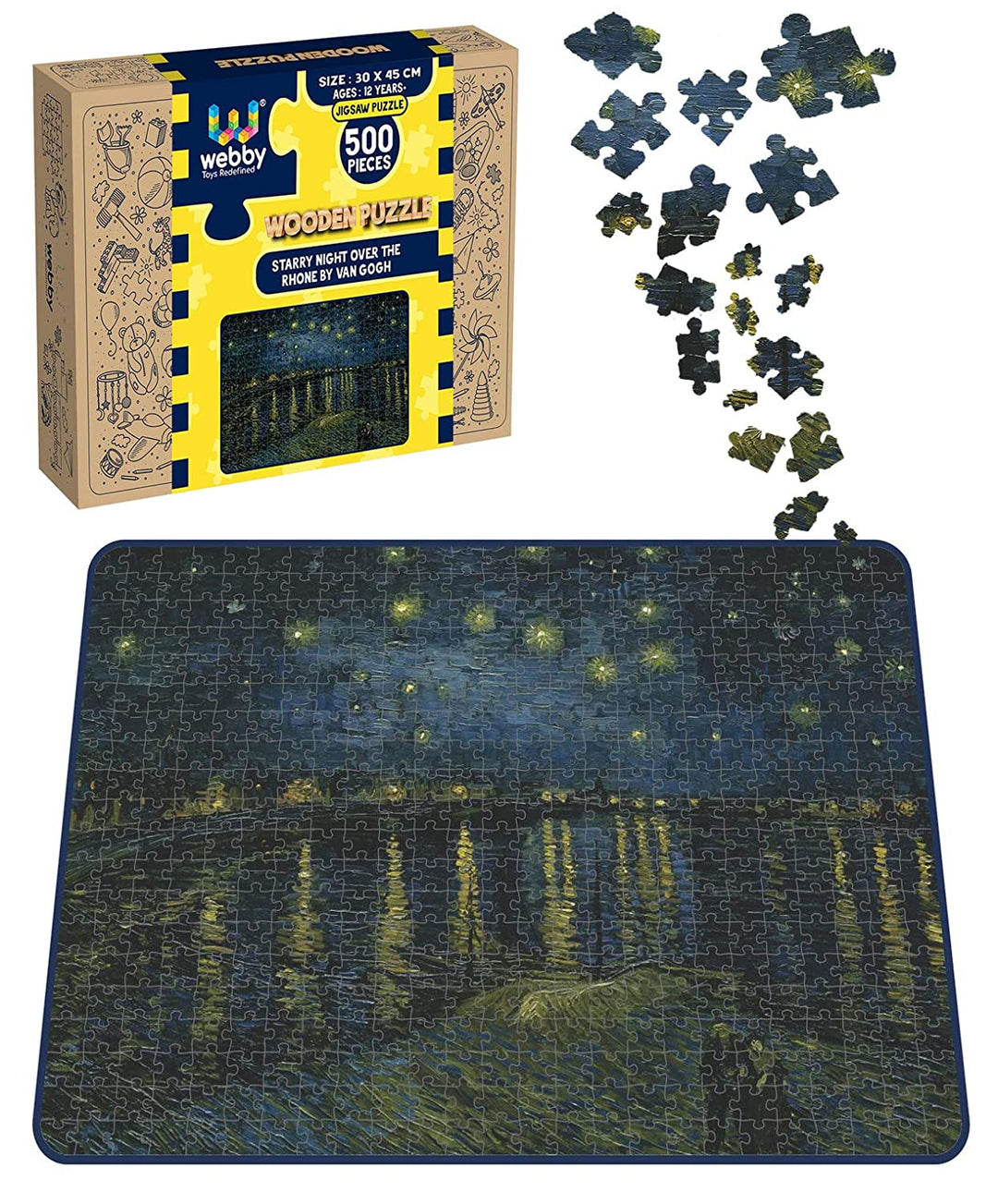 Webby Starry Night Over the Rhône by Van Gogh Wooden Jigsaw Puzzle, 500 pieces