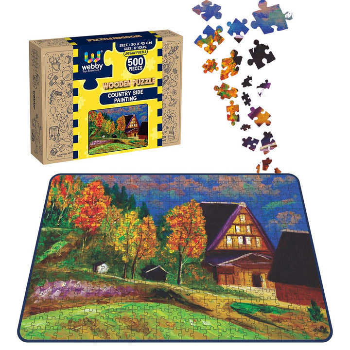 Webby Countryside Painting Wooden Jigsaw Puzzle, 500 pieces