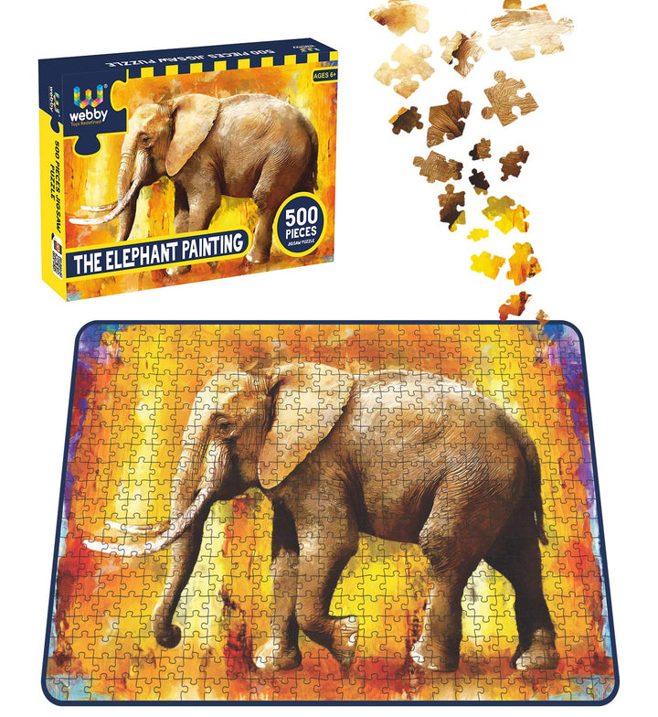 Webby The Elephant Painting Wooden Jigsaw Puzzle, 500 pieces