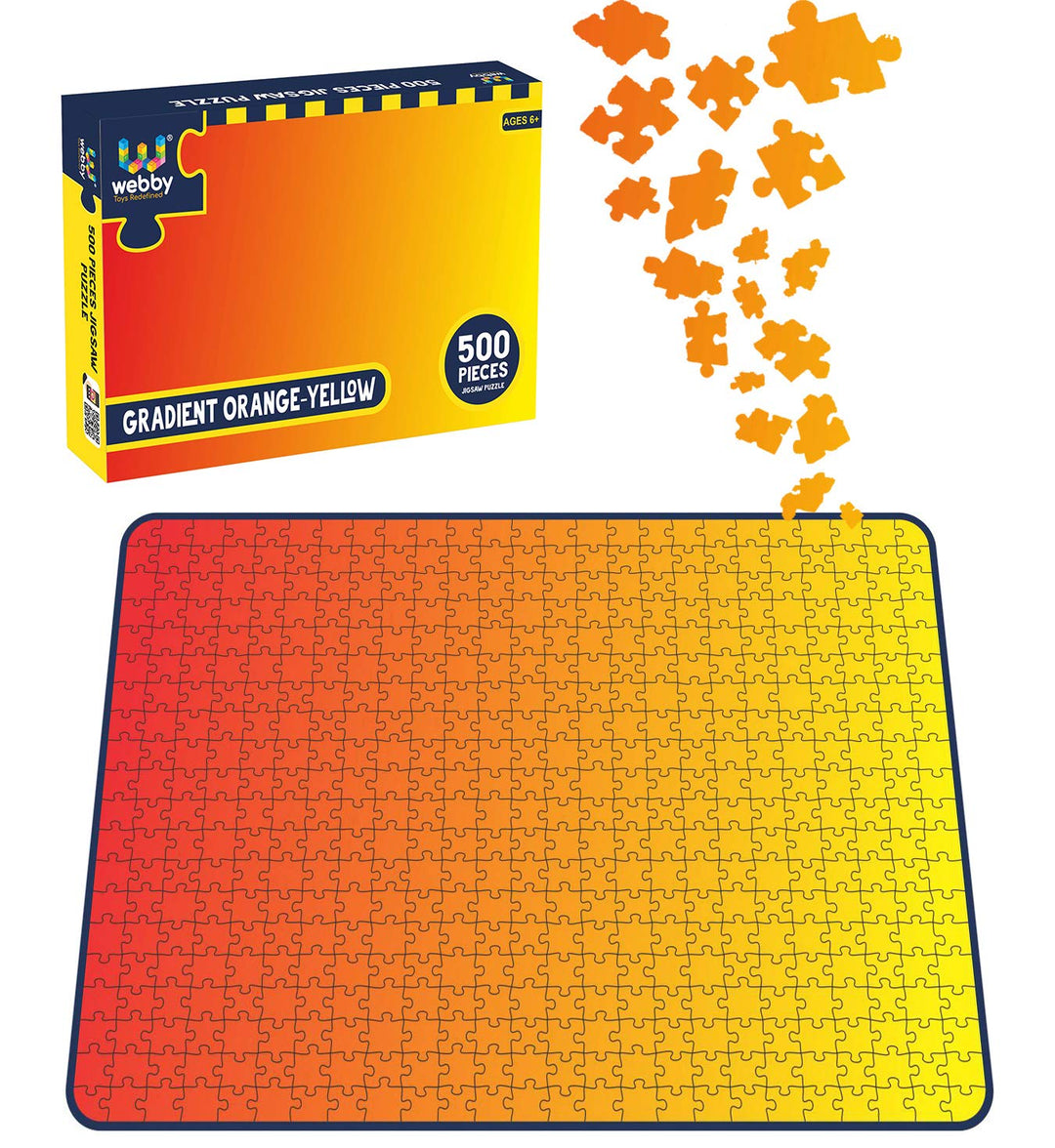 Webby Gradient Orange-Yellow Wooden Jigsaw Puzzle, 500 pieces