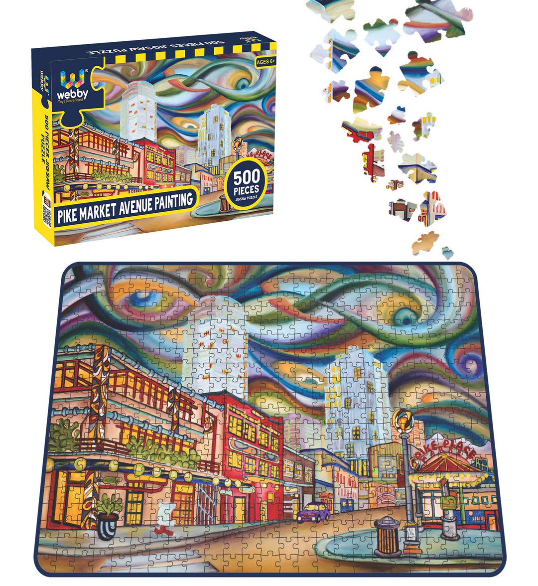 Webby Pike Market Avenue Painting Wooden Jigsaw Puzzle, 500 pieces