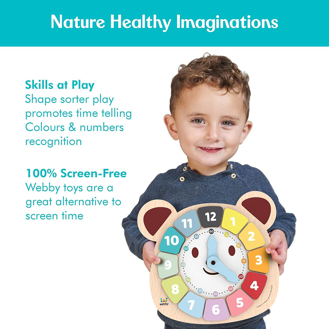Webby Wooden Bear Educational Learning Clock Toy