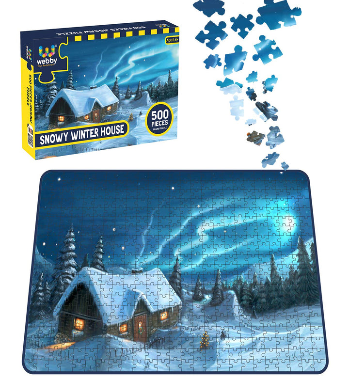 Webby Snowy Winter House Wooden Jigsaw Puzzle, 500 pieces