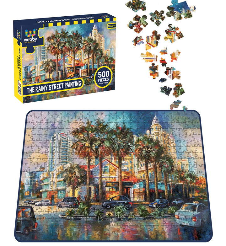 Webby The Rainy Street Painting Wooden Jigsaw Puzzle, 500 pieces
