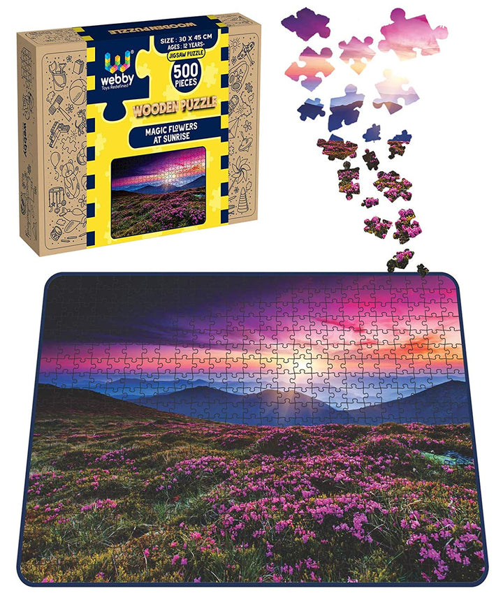 Webby Magic Flowers at Sunrise Wooden Jigsaw Puzzle, 500 pieces