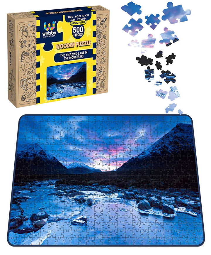 Webby The Amazing Lake in the Mountains Wooden Jigsaw Puzzle, 500 pieces