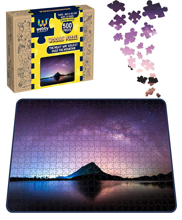 Webby The Milky Way Galaxy over the Mountain Wooden Jigsaw Puzzle, 500 pieces