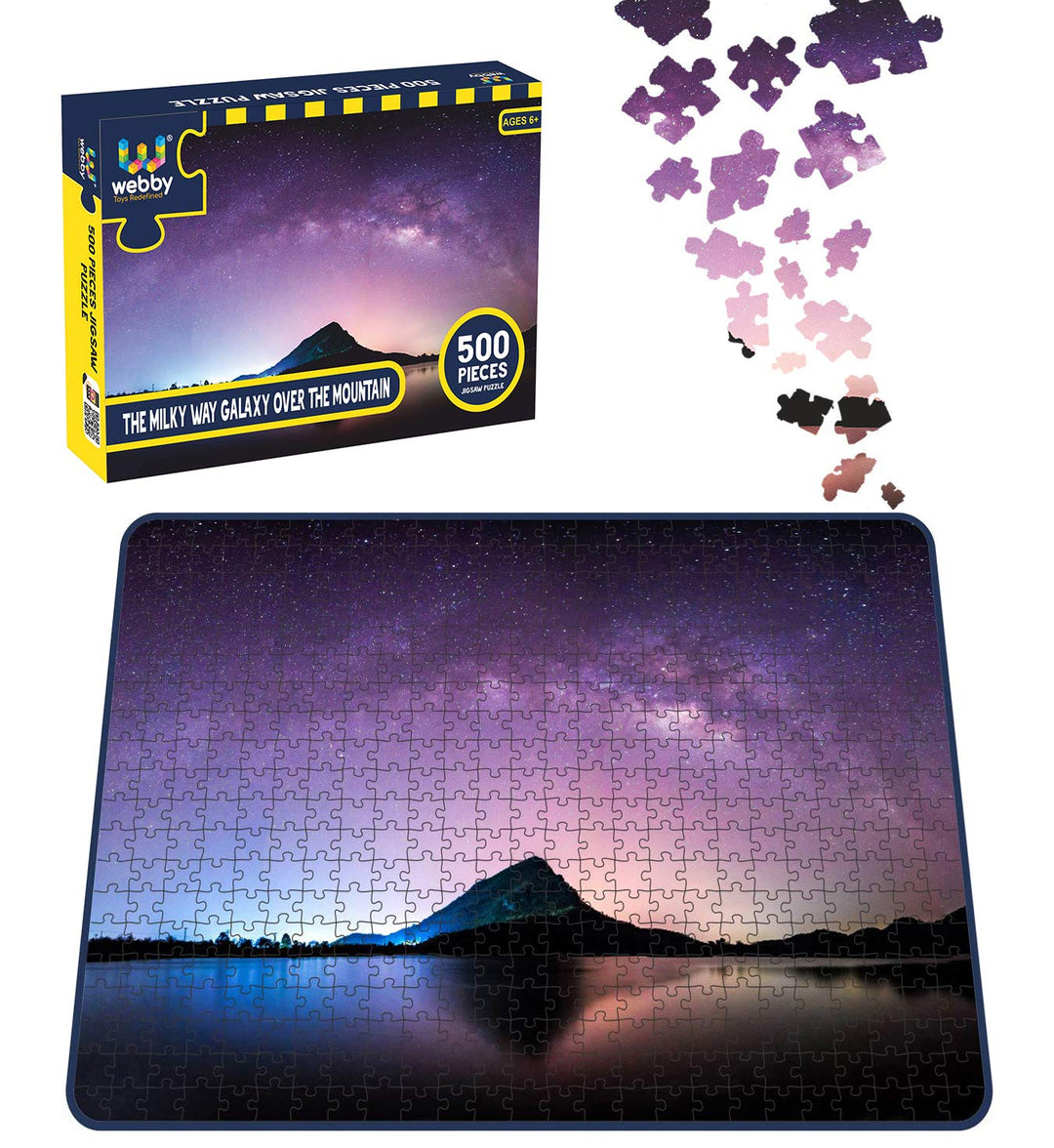 Webby The Milky Way Galaxy over the Mountain Wooden Jigsaw Puzzle, 500 pieces