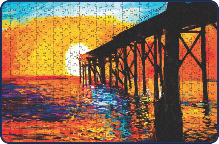 Webby Sunset Over The Bridge Painting Wooden Jigsaw Puzzle, 500 pieces