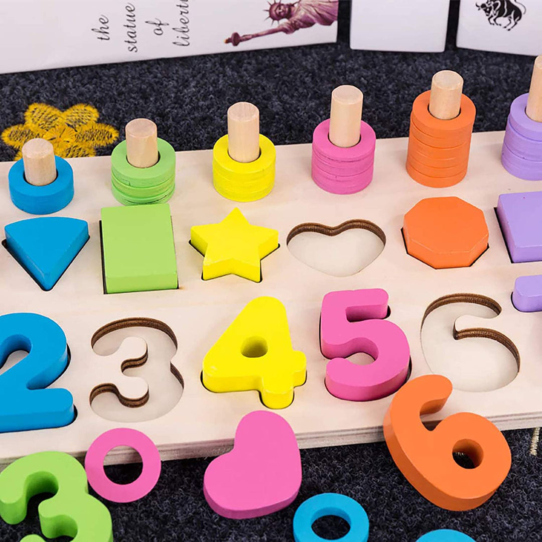 Webby Wooden Educational Learning Numbers and Shapes Puzzle Game for Kids