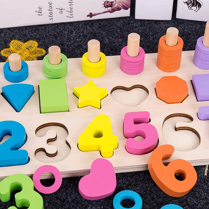 Webby Wooden Educational Learning Numbers and Shapes Puzzle Game for Kids