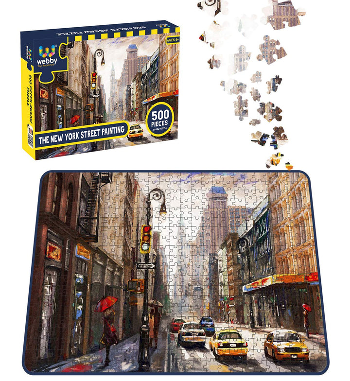 Webby The New York Street Painting Wooden Jigsaw Puzzle, 500 pieces