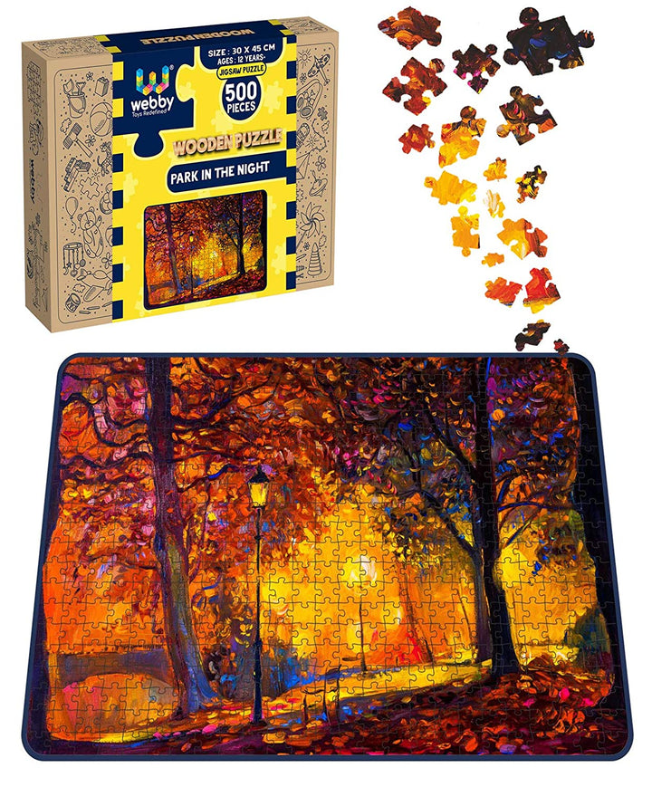 Webby Park in the Night Wooden Jigsaw Puzzle, 500 pieces