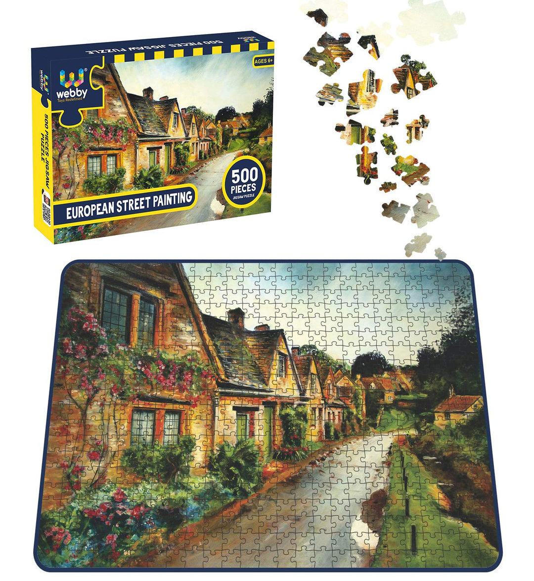 Webby European Street Painting Wooden Jigsaw Puzzle, 500 pieces
