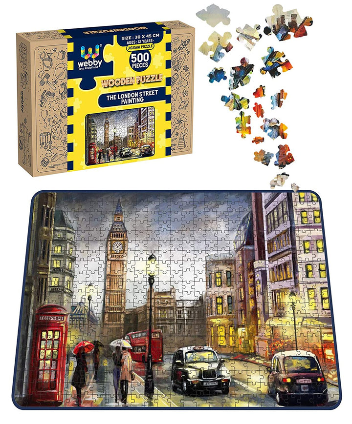 Webby The London Street Painting Wooden Jigsaw Puzzle, 500 pieces