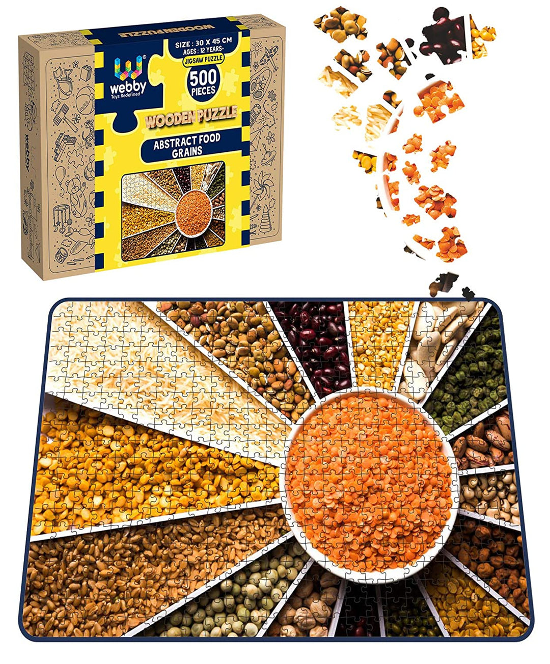 Webby Abstract Food Grains Wooden Jigsaw Puzzle, 500 pieces