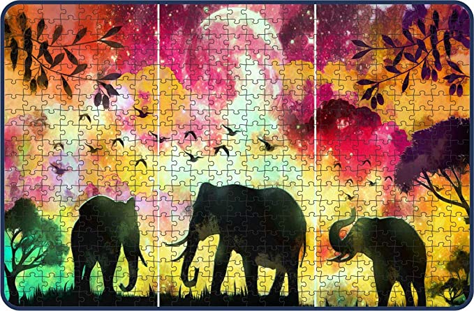 Webby Elephants in a Forest Painting Wooden Jigsaw Puzzle, 500 pieces