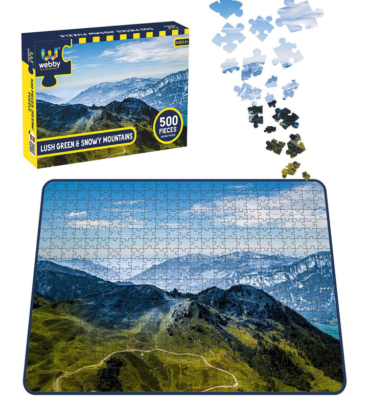 Webby Lush Green & Snowy Mountains Wooden Jigsaw Puzzle, 500 pieces