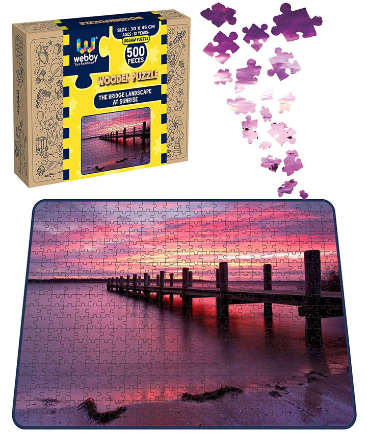 Webby The Bridge Landscape at Sunrise Wooden Jigsaw Puzzle, 500 pieces