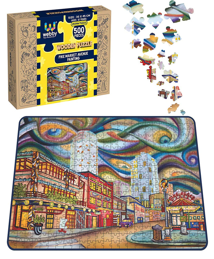 Webby Pike Market Avenue Painting Wooden Jigsaw Puzzle, 500 pieces