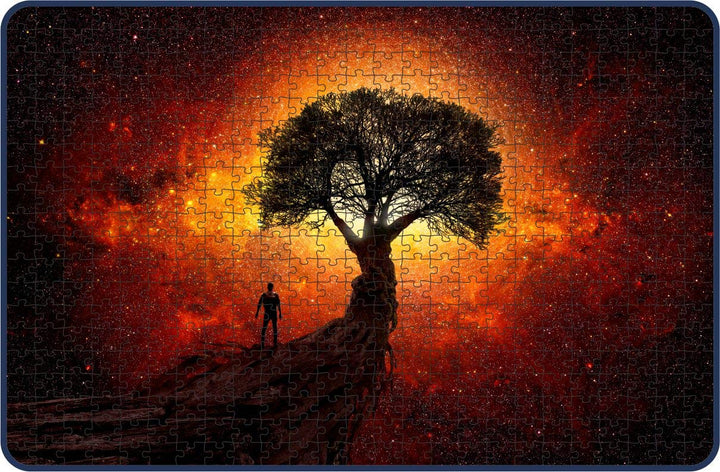 Webby Man Under a Tree Painting Wooden Jigsaw Puzzle, 500 pieces