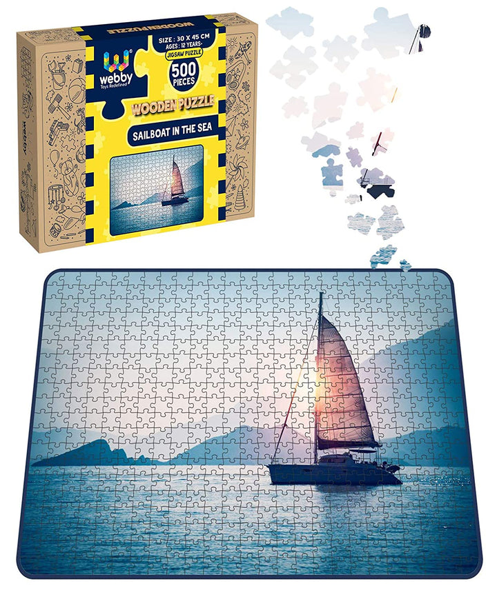 Webby Sailboat in the Sea Wooden Jigsaw Puzzle, 500 pieces