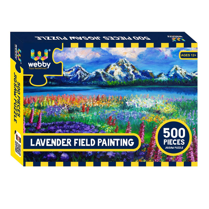 Webby Lavender Field Painting Wooden Jigsaw Puzzle, 500 pieces