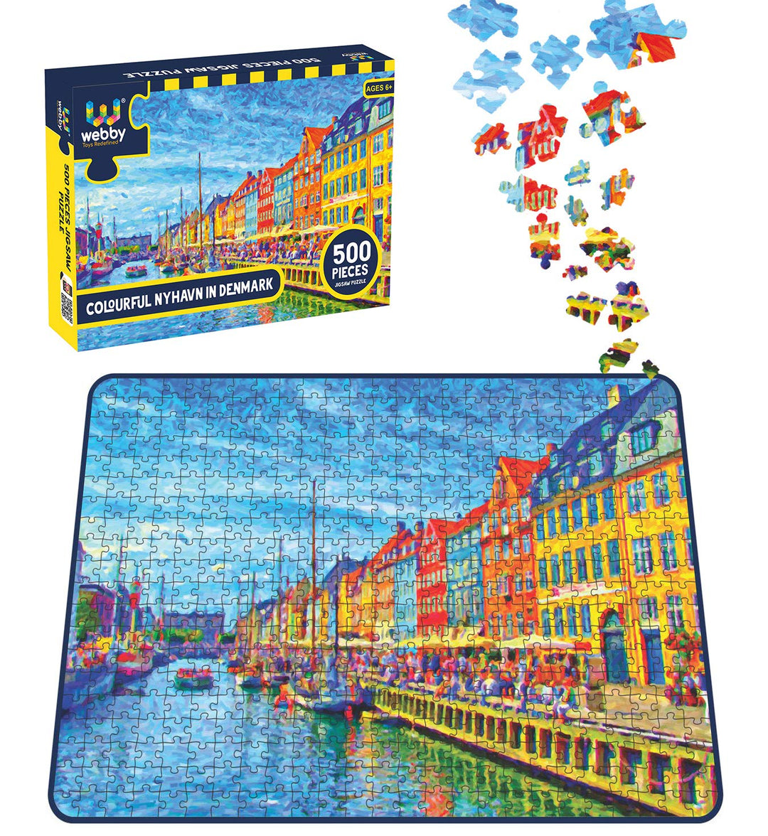 Webby Colourful Nyhavn in Denmark Wooden Jigsaw Puzzle, 500 pieces