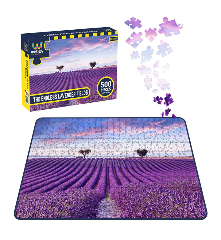 Webby The Endless Lavender Fields Wooden Jigsaw Puzzle, 500 pieces