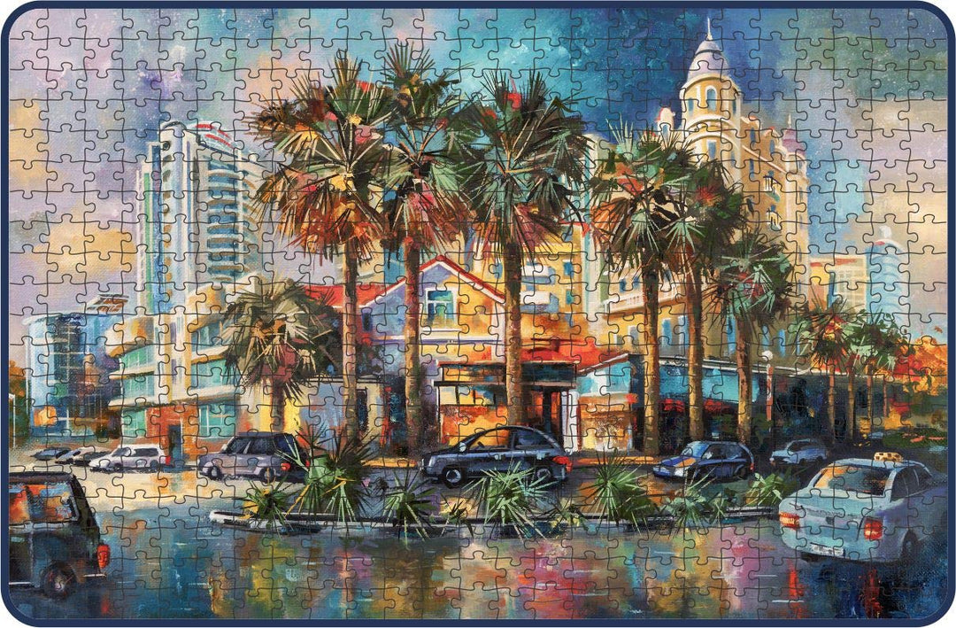 Webby The Rainy Street Painting Wooden Jigsaw Puzzle, 500 pieces