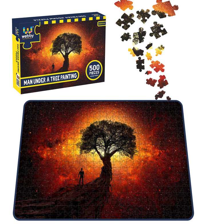 Webby Man Under a Tree Painting Wooden Jigsaw Puzzle, 500 pieces