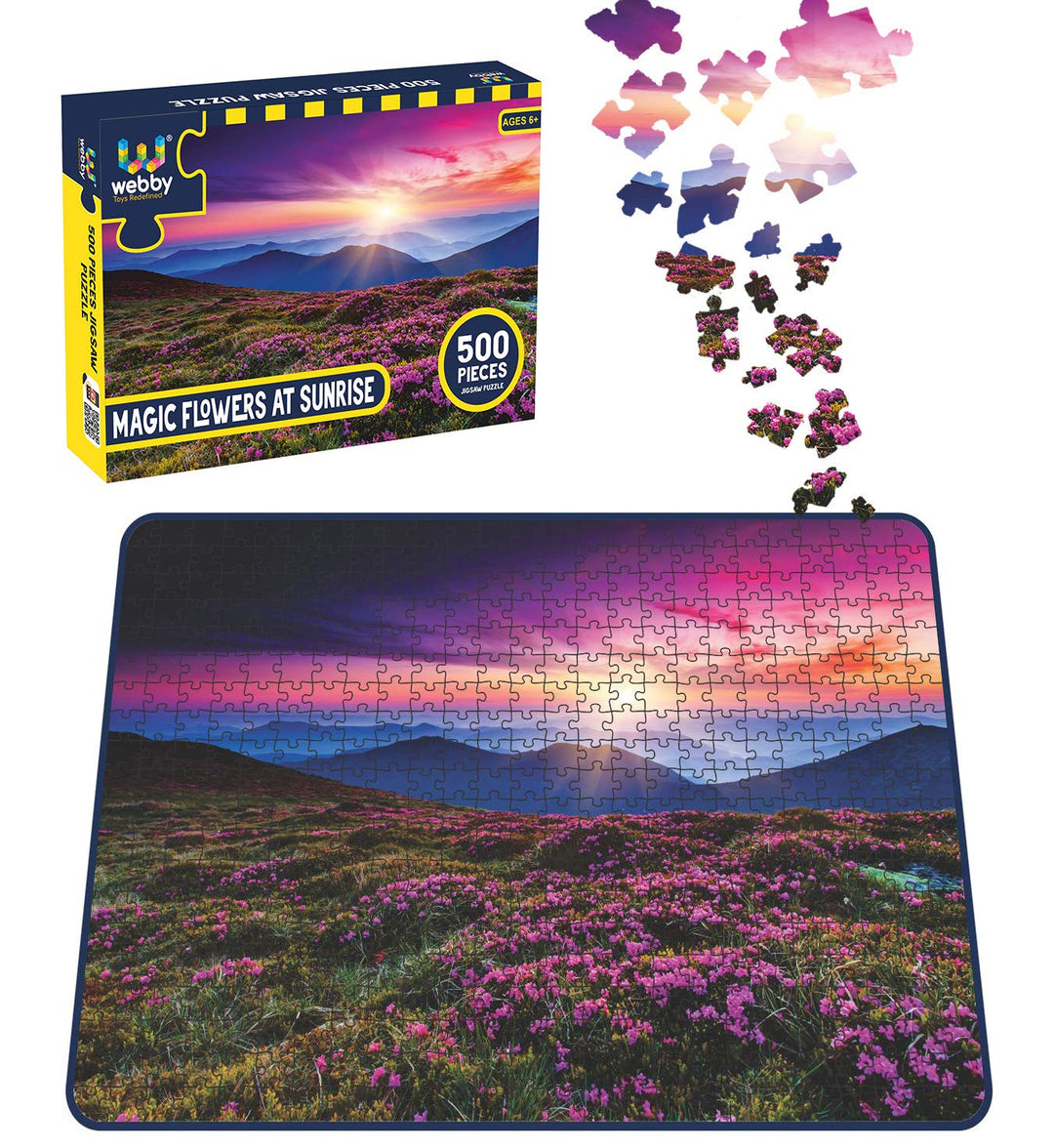 Webby Magic Flowers at Sunrise Wooden Jigsaw Puzzle, 500 pieces