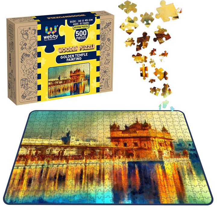 Webby Golden Temple Painting Wooden Jigsaw Puzzle, 500 pieces