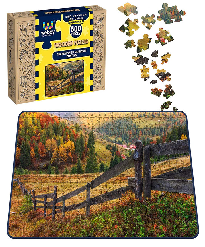 Webby Transylvania Mountain Painting Wooden Jigsaw Puzzle, 500 pieces