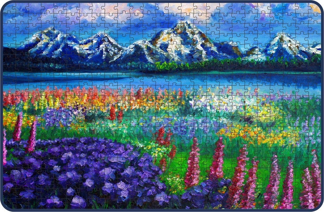 Webby Lavender Field Painting Wooden Jigsaw Puzzle, 500 pieces