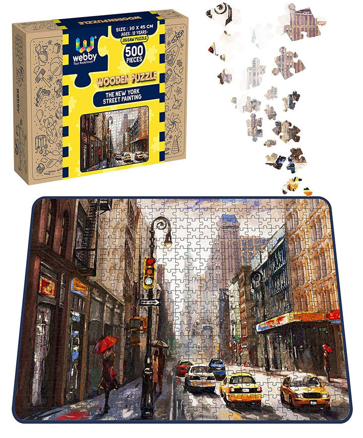 Webby The New York Street Painting Wooden Jigsaw Puzzle, 500 pieces