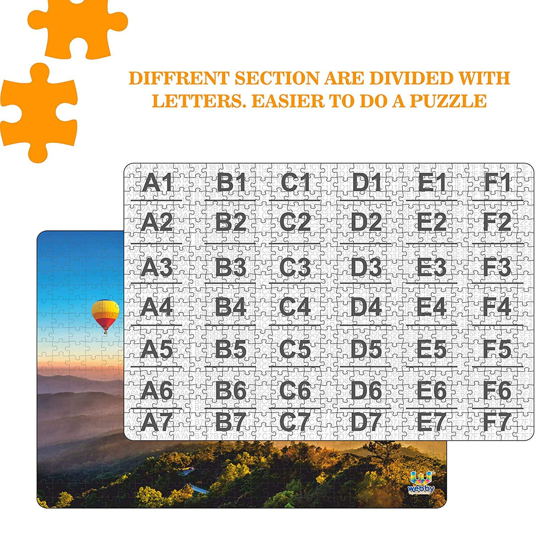 Webby Colorful Hot Air Balloons Wooden Jigsaw Puzzle, 500 pieces