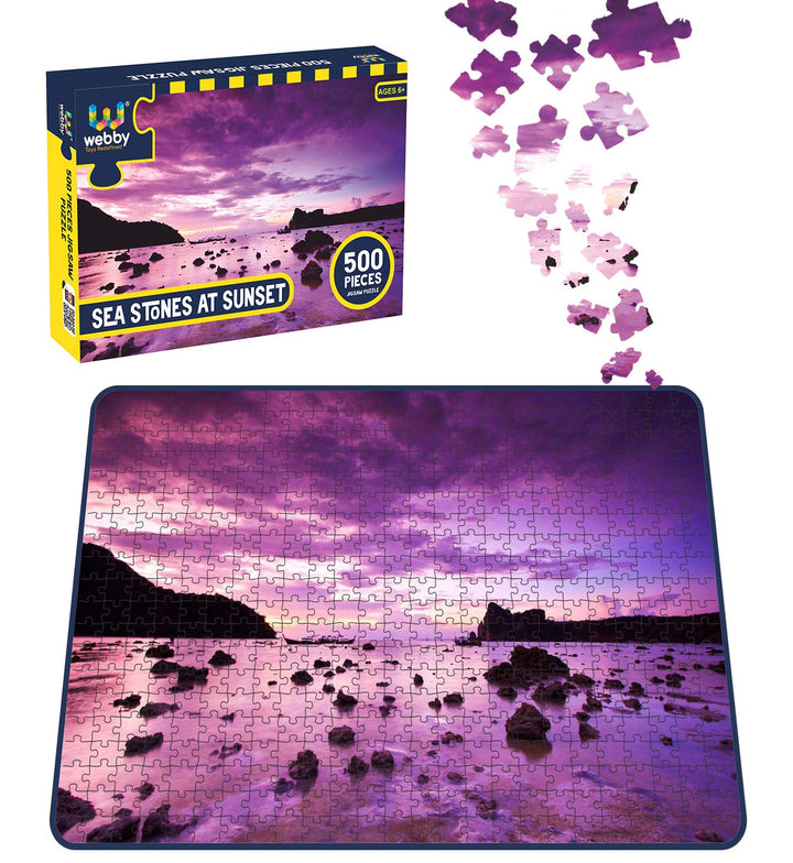Webby Sea stones at Sunset Wooden Jigsaw Puzzle, 500 pieces