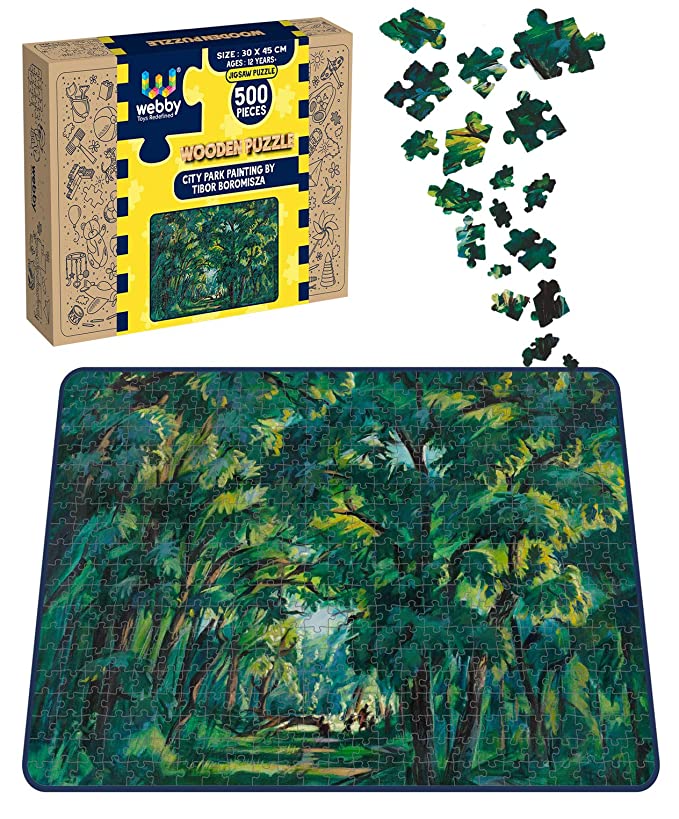 Webby City Park Painting by Tibor Boromisza Wooden Jigsaw Puzzle, 500 pieces