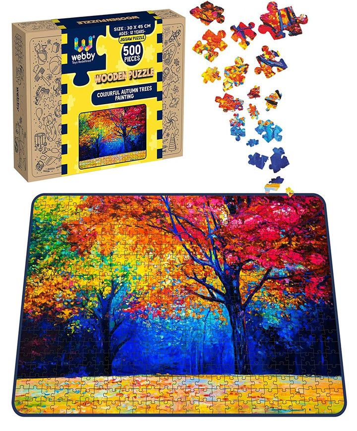 Webby Colourful Autumn trees Painting Wooden Jigsaw Puzzle, 500 pieces