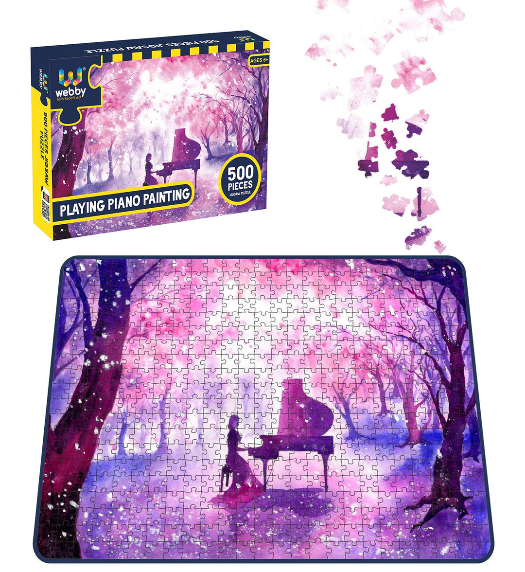 Webby Playing Piano Painting Wooden Jigsaw Puzzle, 500 pieces