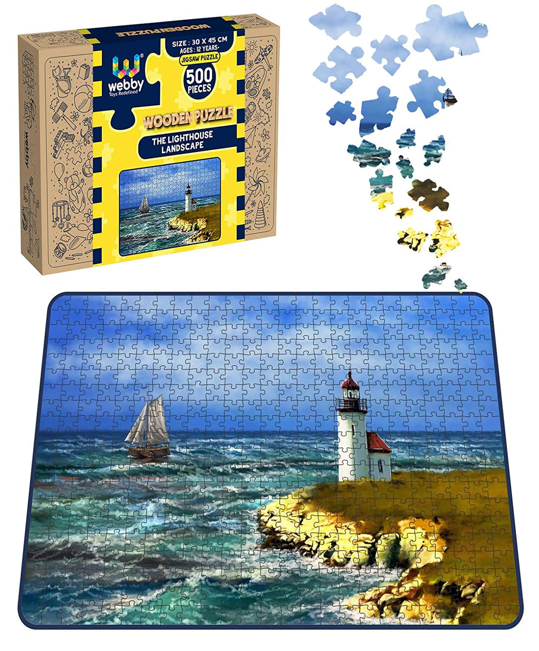 Webby The Lighthouse Landscape Wooden Jigsaw Puzzle, 500 pieces