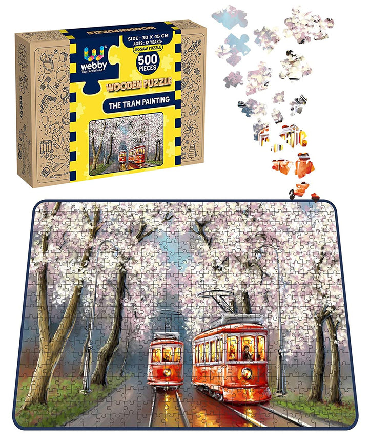 Webby The Tram Painting Wooden Jigsaw Puzzle, 500 pieces