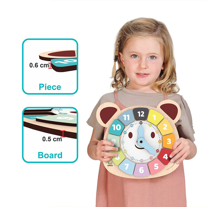 Webby Wooden Bear Educational Learning Clock Toy