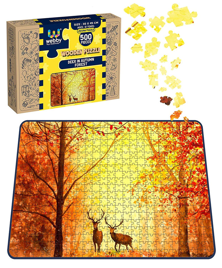 Webby Deer in Autumn Forest Wooden Jigsaw Puzzle, 500 pieces