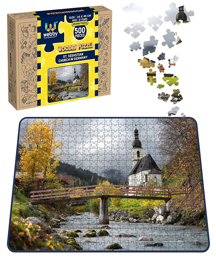 Webby St. Sebastian Church in Germany Wooden Jigsaw Puzzle, 500 pieces