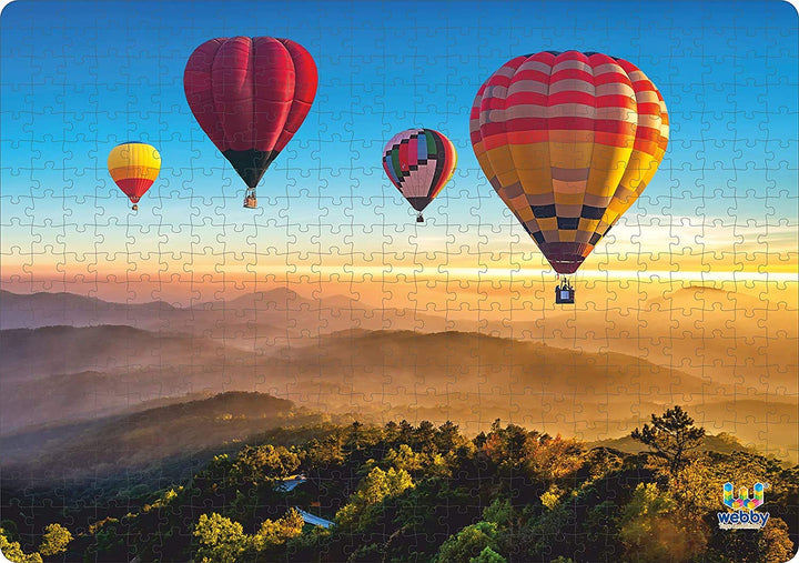 Webby Colorful Hot Air Balloons Wooden Jigsaw Puzzle, 500 pieces