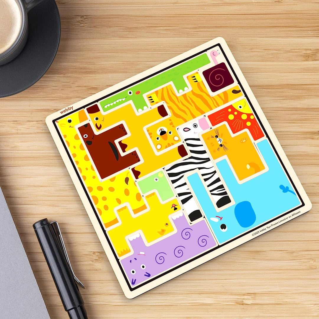 Webby Wooden Animal Puzzle Tetris Brain Teaser